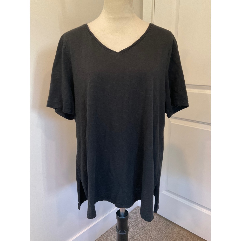 Chicos The Ultimate Tee Black V-Neck Slub Cotton Modal T-Shirt XL Size 3